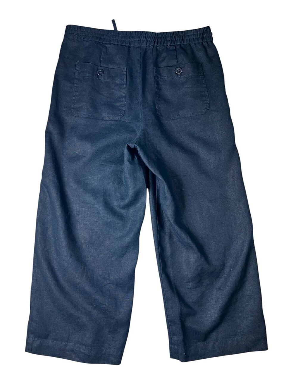Talbots Blue Pull-on Drawstring Wide Leg Cropped Linen Pants  Size S  Casual - Picture 3 of 14